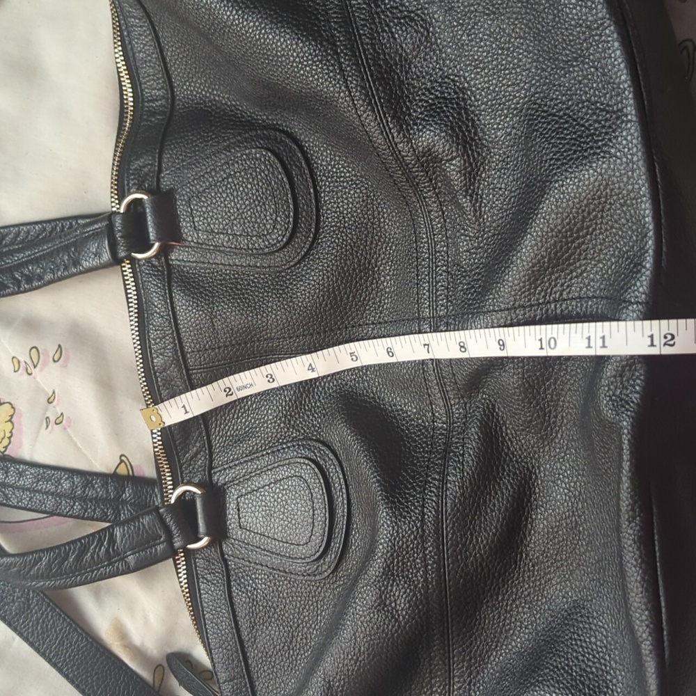 Genuine Black Leather Tote Bag Crossbody Strap - Picture 8 of 16